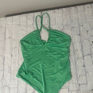 NWT! H&M. Green Halter bodysuit. X cross the back